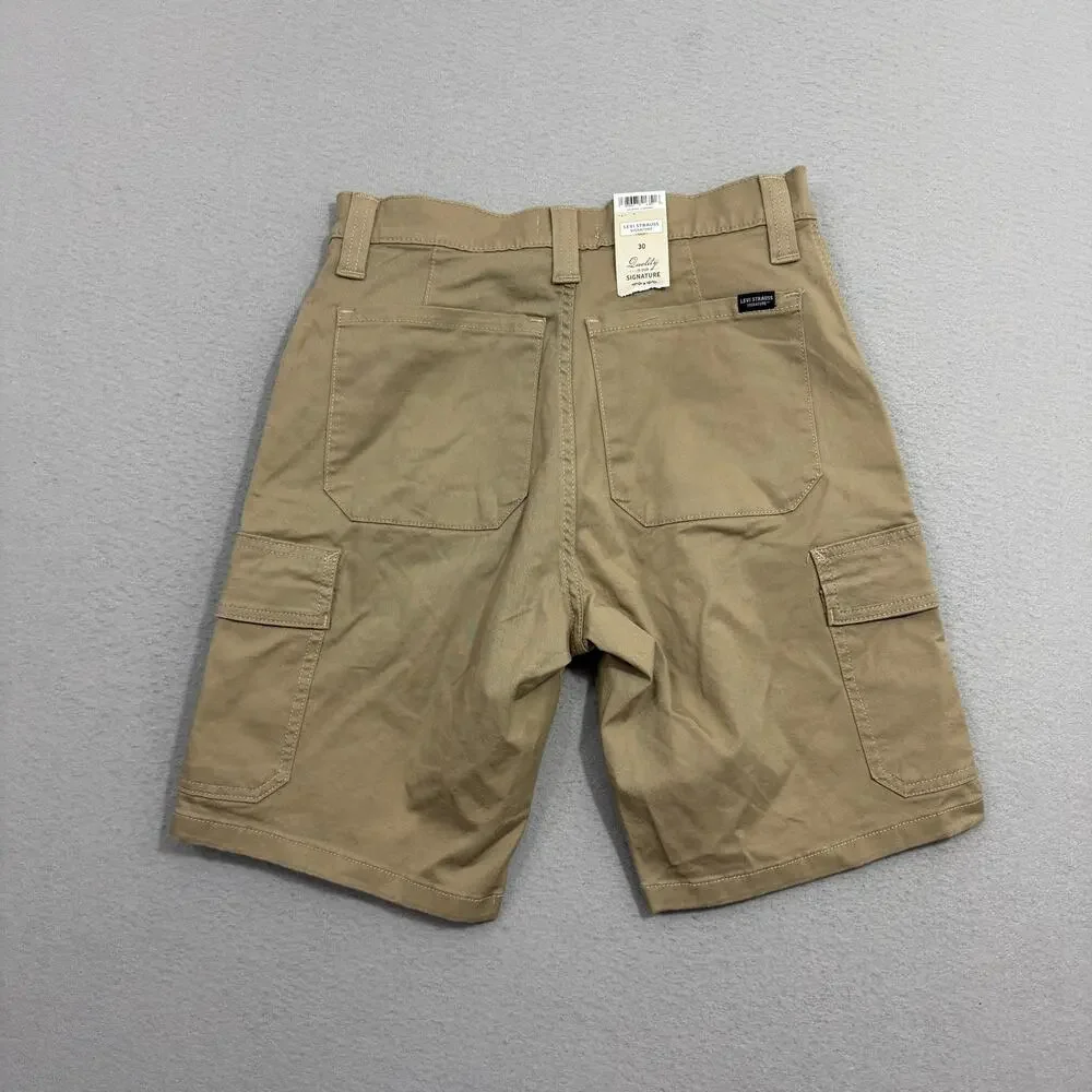 Signature by Levi Strauss Essential Cargo Shorts Men's 30 Tan Ultimate Flex NWT